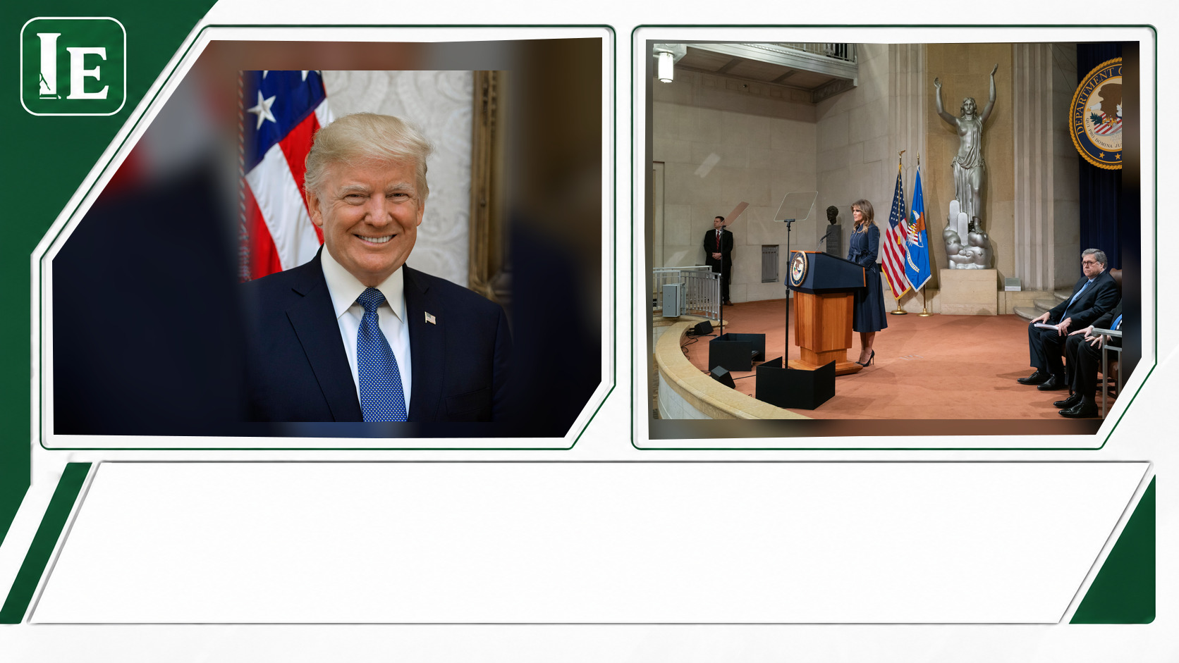 Donald Trump and U.S. Department of Justice featured editorial graphic