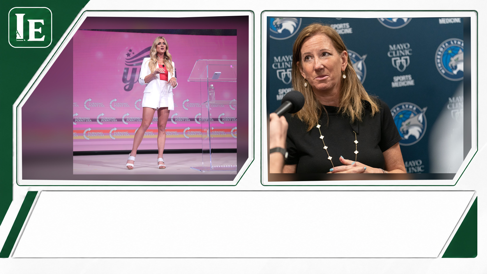 Riley Gaines and Cathy Engelbert featured editorial graphic