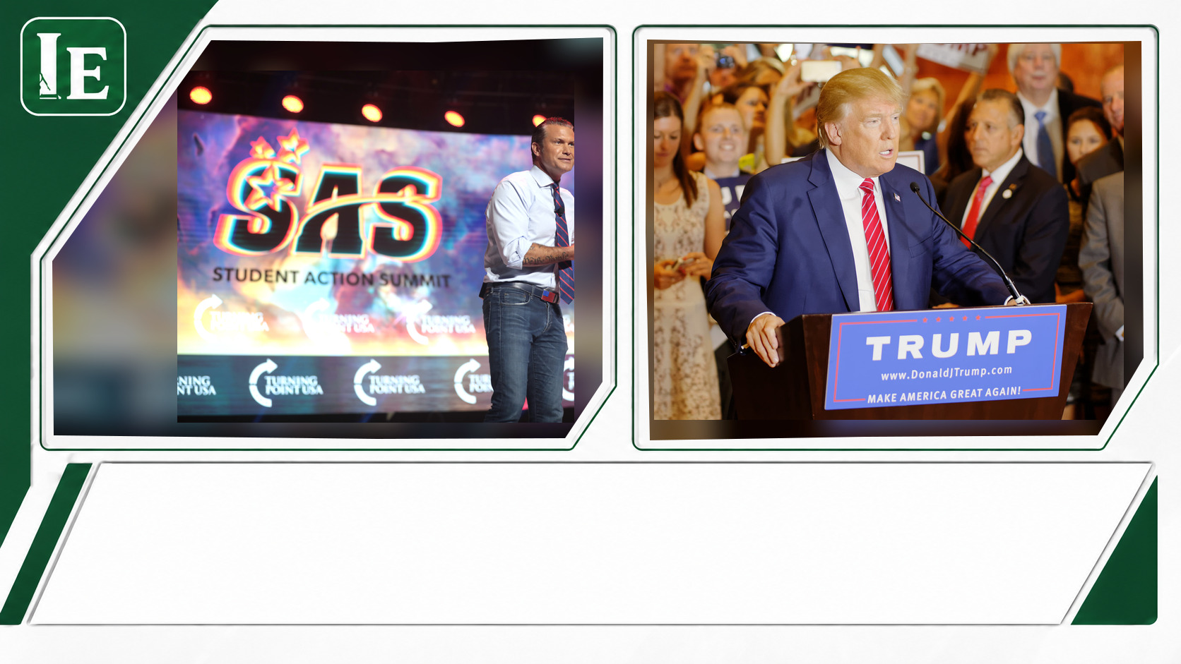 Pete Hegseth and Donald Trump featured editorial graphic