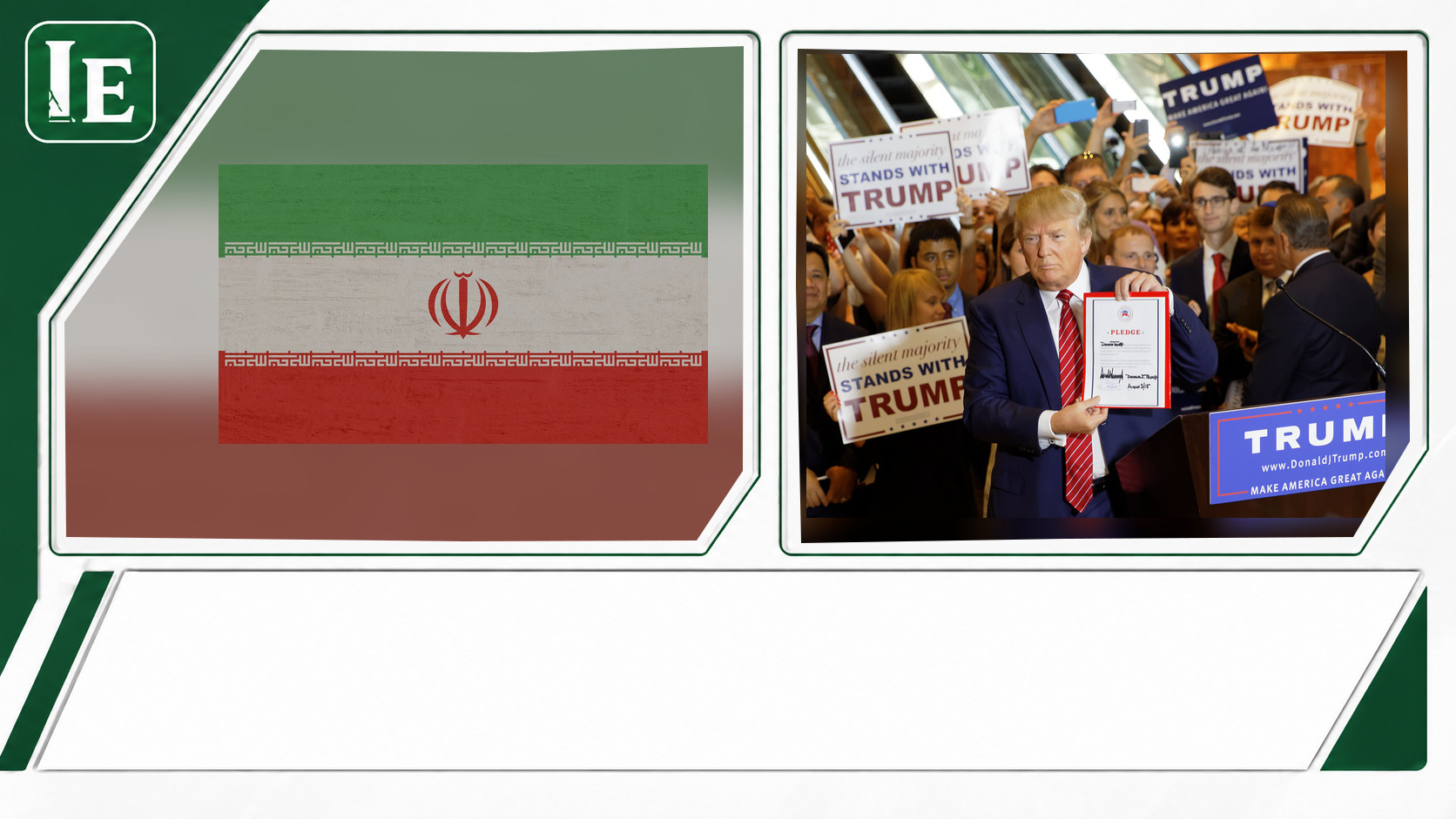 Iran and Donald Trump featured editorial graphic