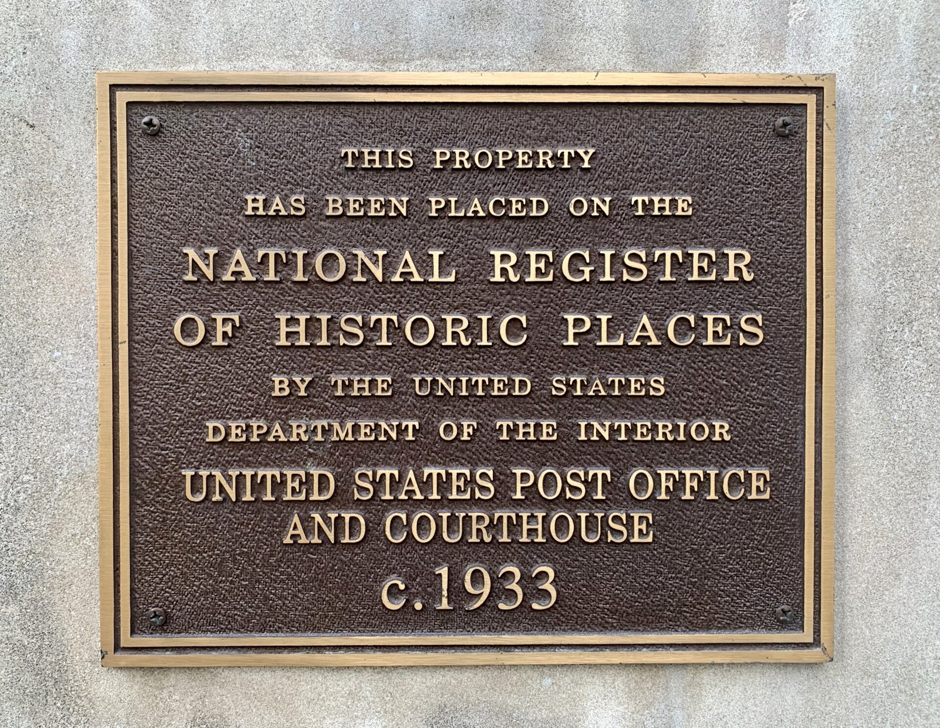 National Register of Historic Places plaque Las Vegas Post Office and Courthouse