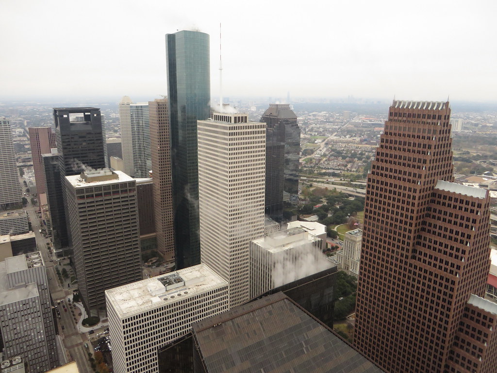 Downtown Houston, Texas from Sky Lobby in JPMorgan Chase Tower