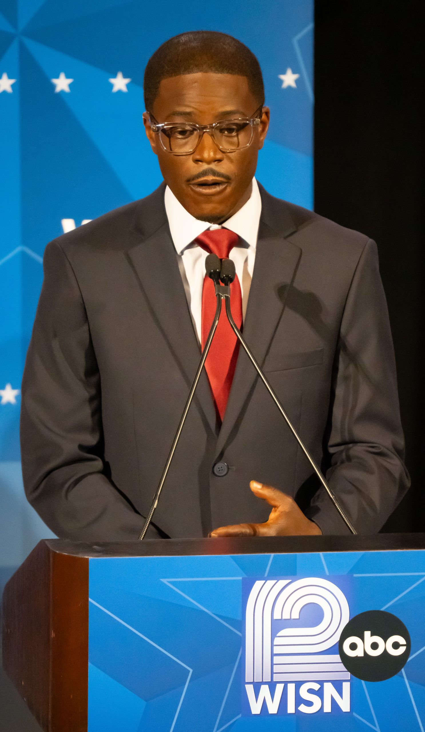 Milwaukee County Executive David Crowley during Democratic Primary debate on July 28, 2026 (6)