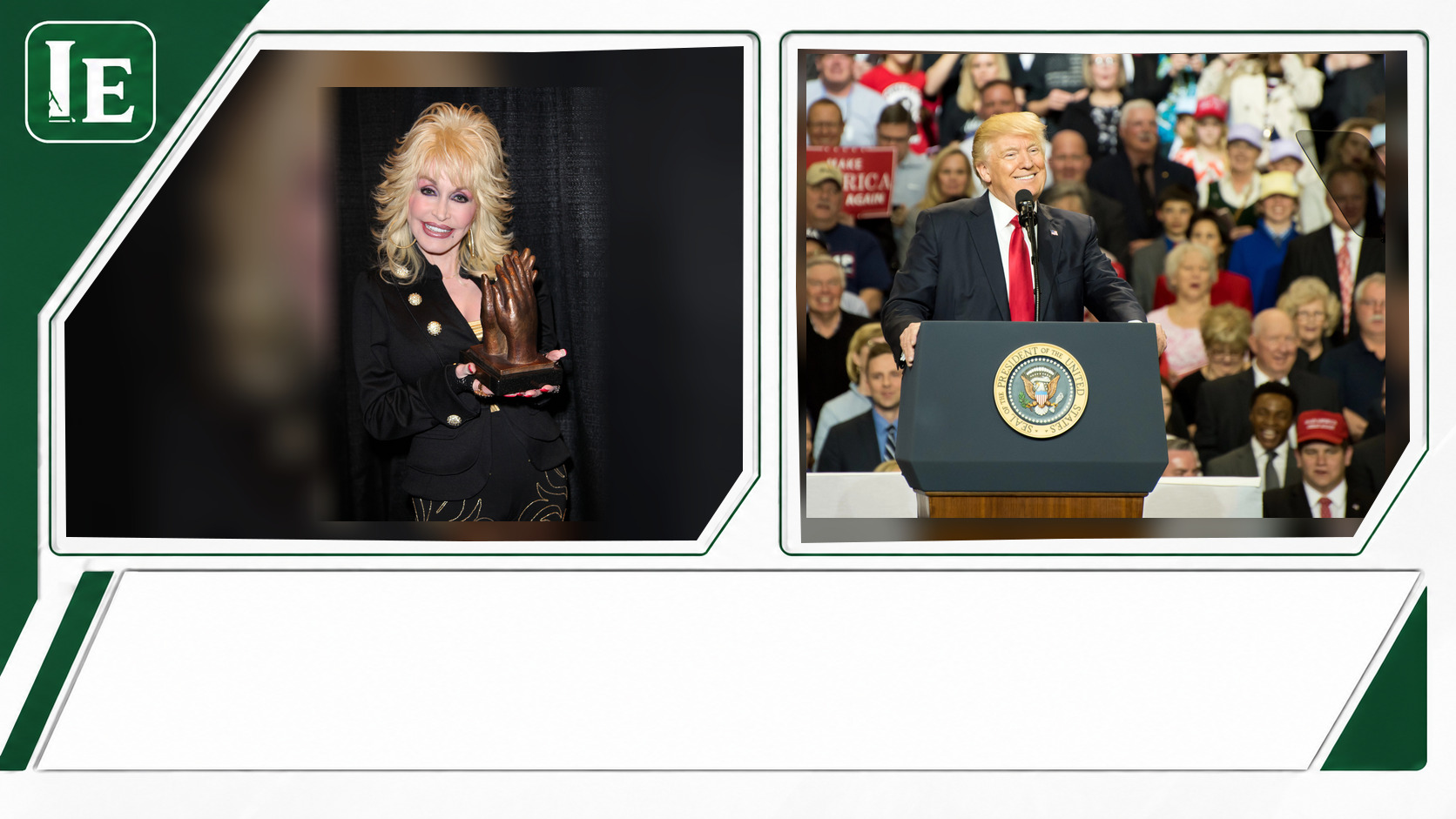 Dolly Parton and Donald Trump featured editorial graphic