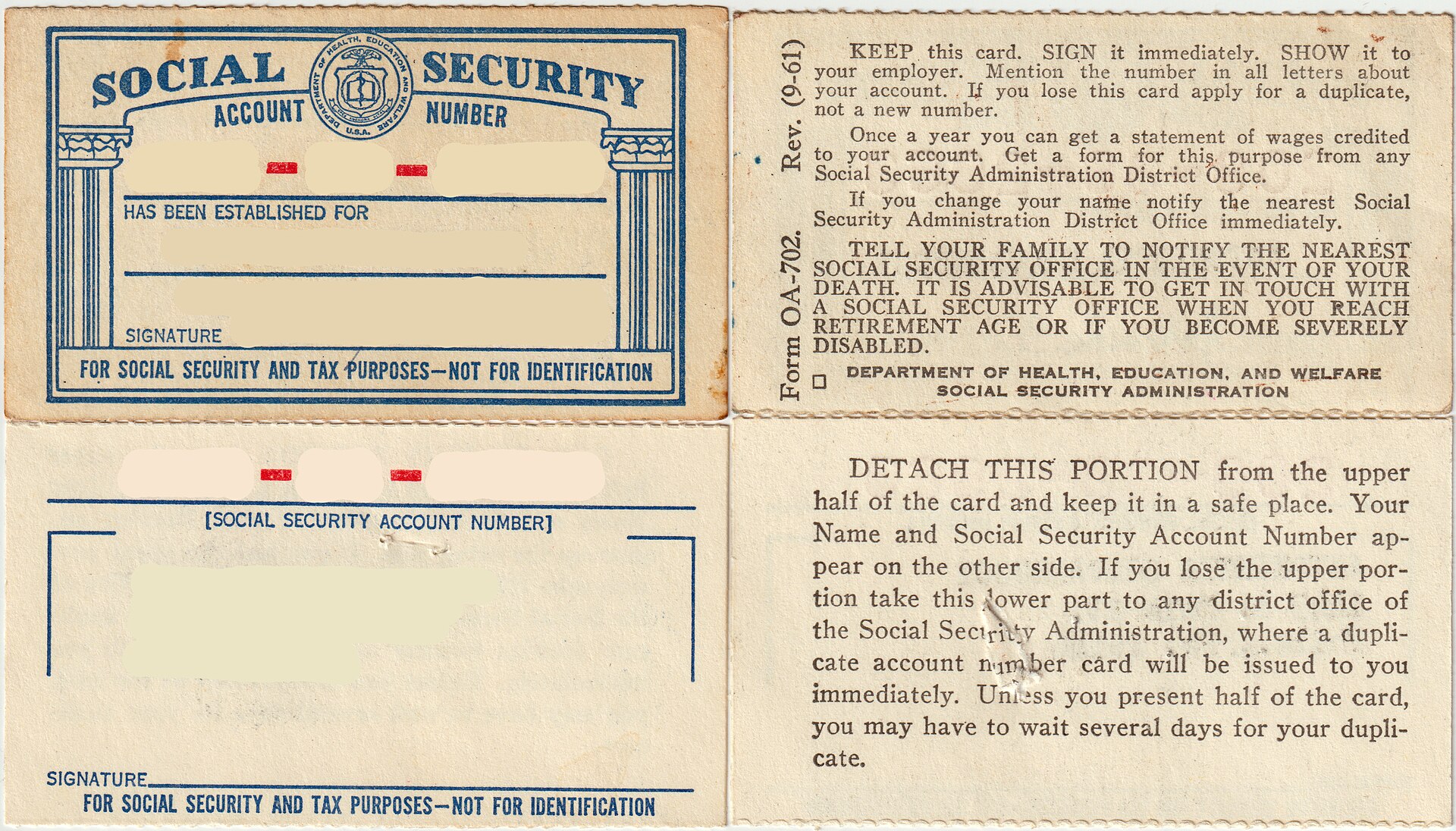 Social Security card (09 61)