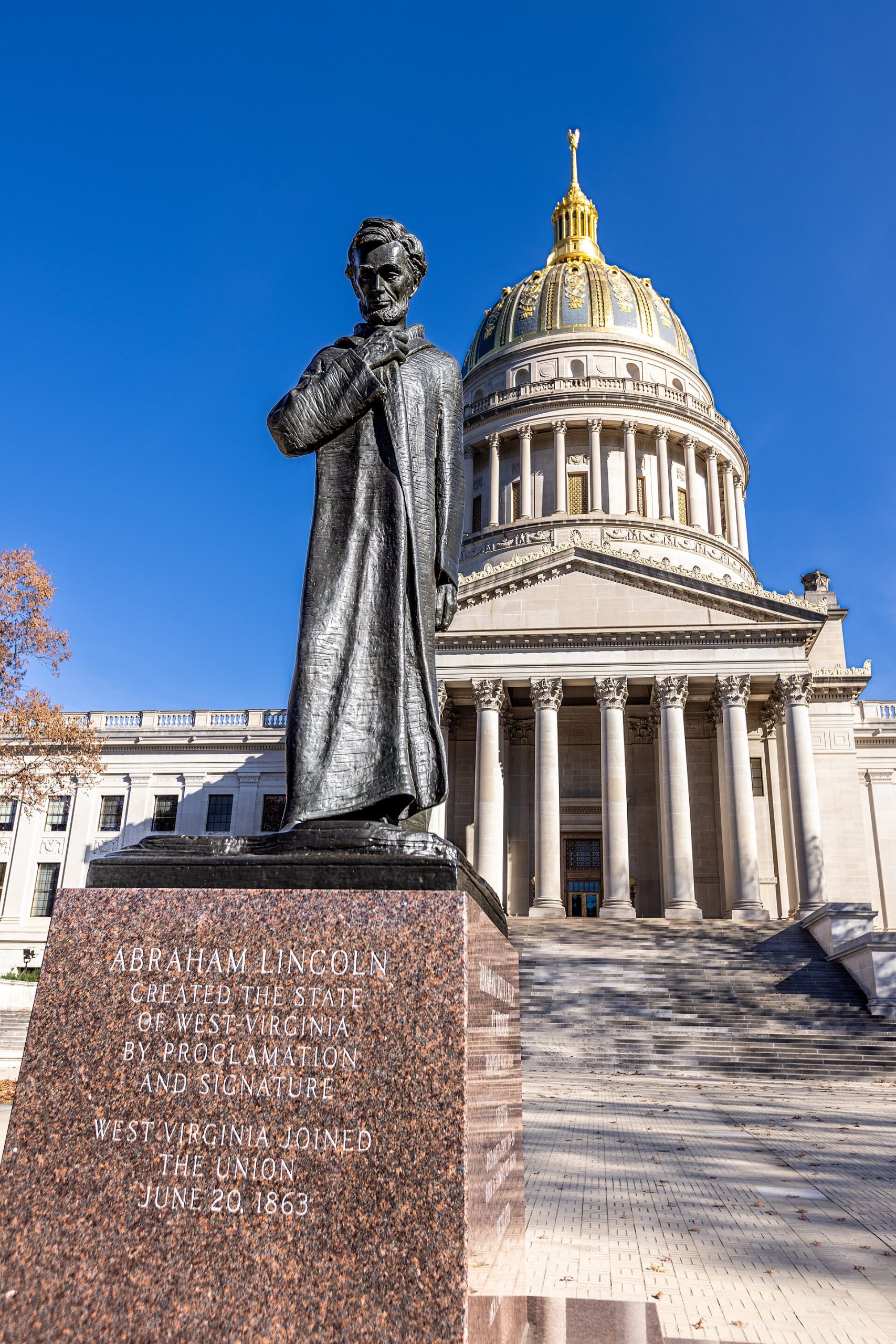 The West Virginia State Capitol building Abraham Lincoln Walks at Midnight
