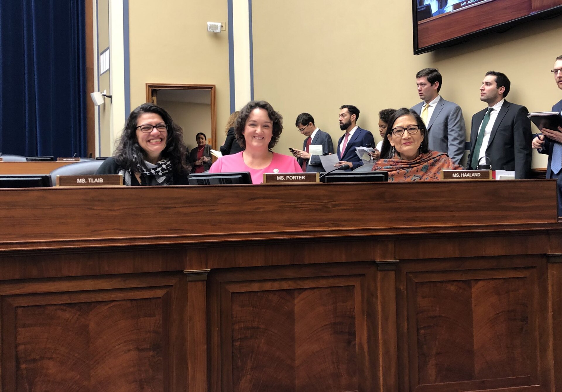 Rashida Tlaib, Katie Porter and Deb Haaland in 2019