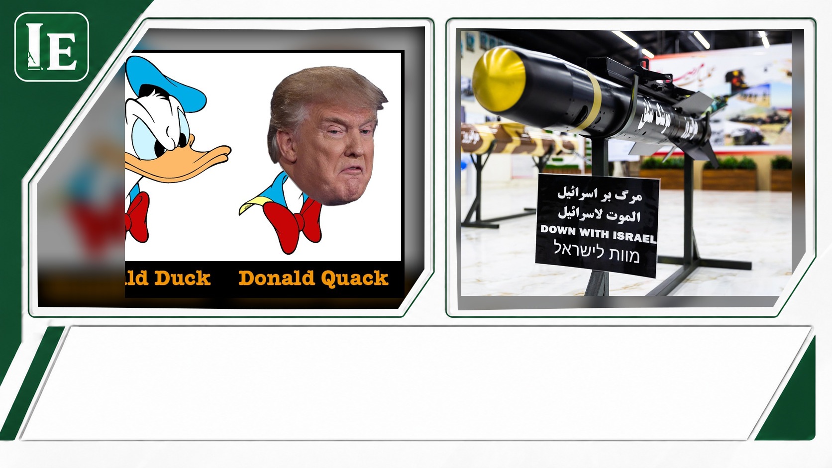 Donald Trump and Iranian Army featured editorial graphic